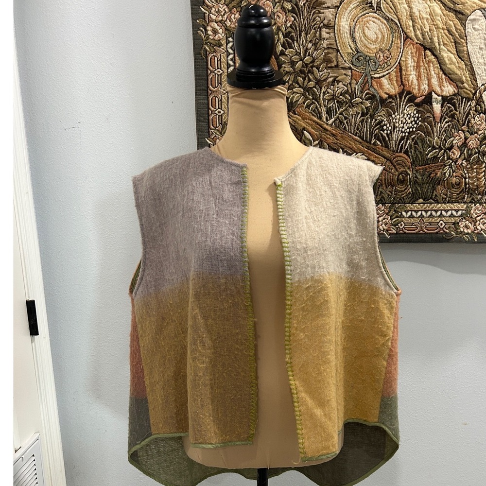 Pilcro One‎ Size Polyester Blend Color Block Open Front Sleeveless Vest